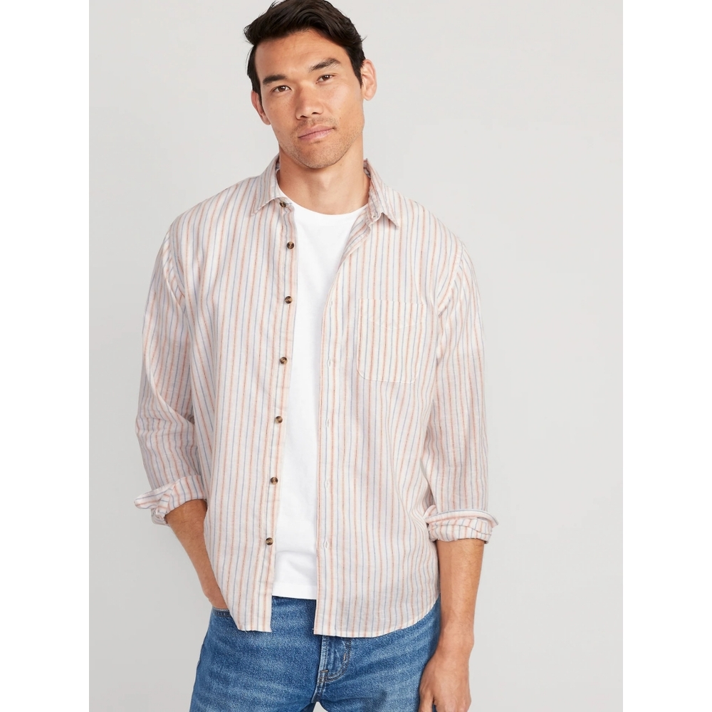 Regular-Fit Everyday Non-Stretch Linen-Blend Shirt for Men
